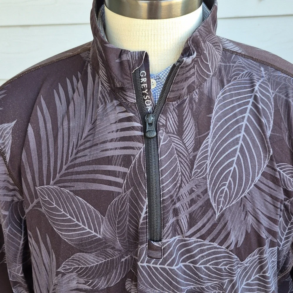 GREYSON Golf Black Grey Floral Jungle Mens‎ L Pullover Quarter Zip Light Jacket